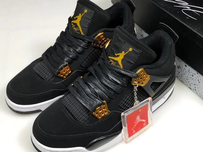 Metallic 4 Royalty 308497-032 Jordan Air Gold-White Black 0716